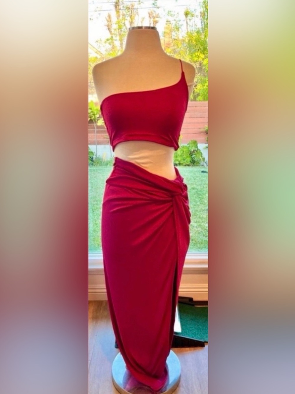 Women’s Fuschia Midi Tank Top and Skirt Set Small